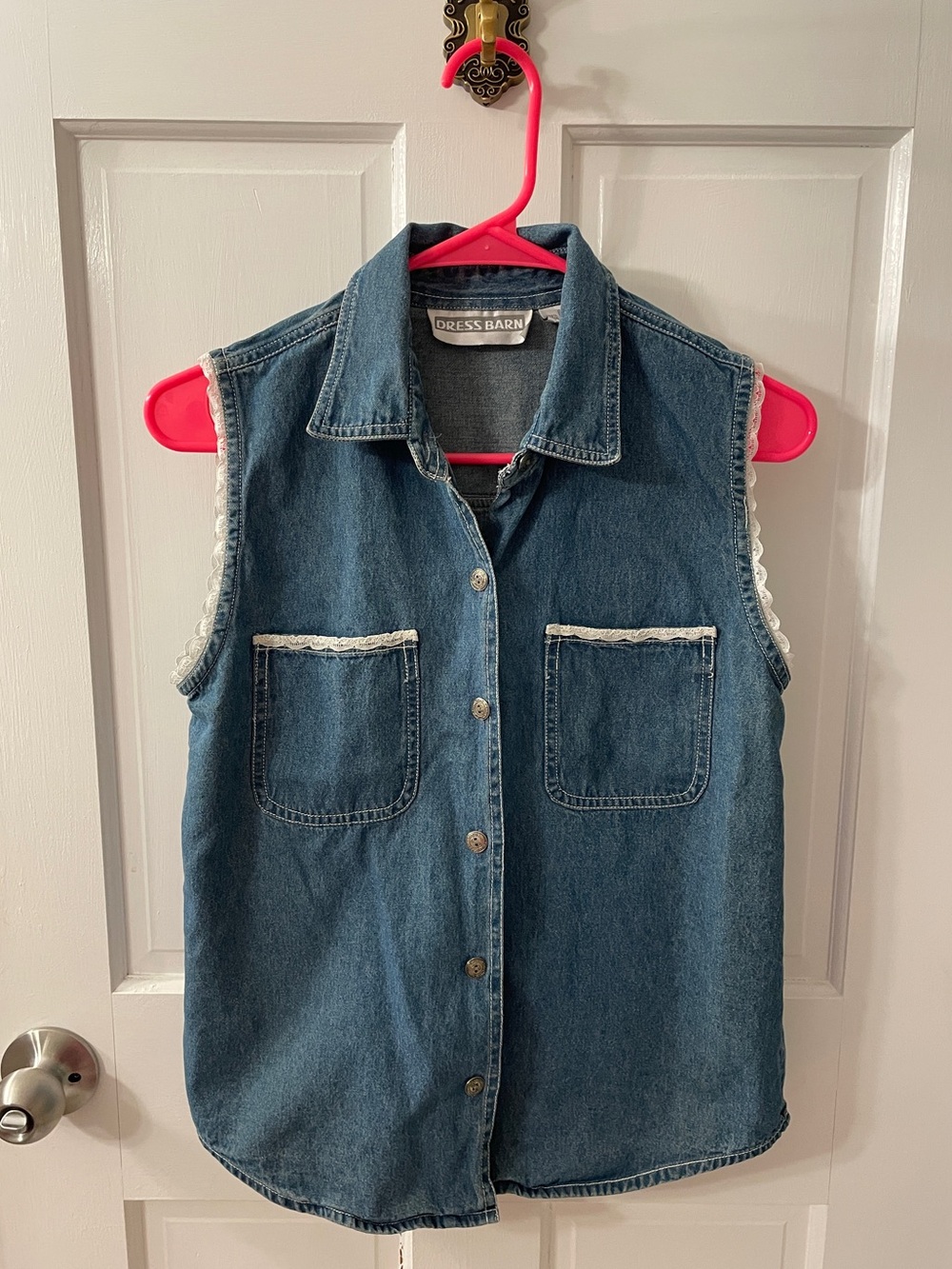 Vintage Dressbarn Denim Vest w/ Lace Detail